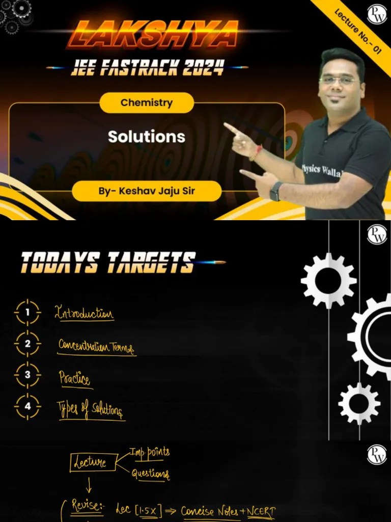 Solutions 01 _ Class Notes __ Lakshya JEE Fastrack 2024 | PDF
