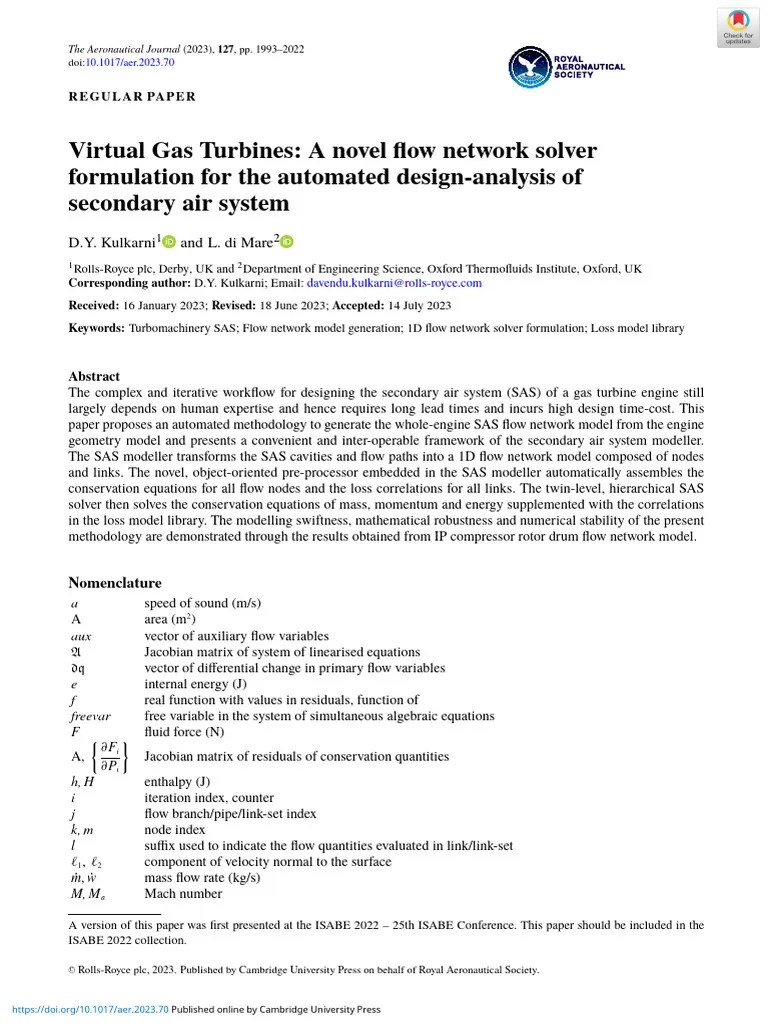 Virtual Gas Turbines A Novel Flow Network Solver Formulation For The ...