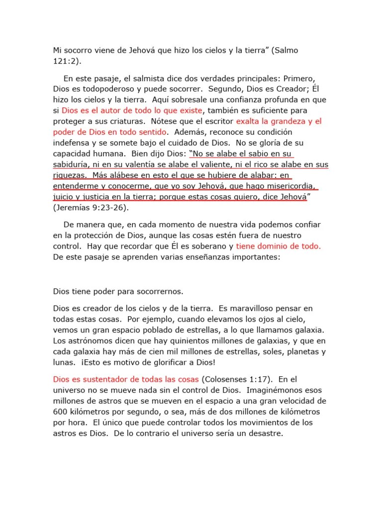 Mi Socorro Viene De Jehová Que Hizo Los Cielos Y La Tierra | PDF ...