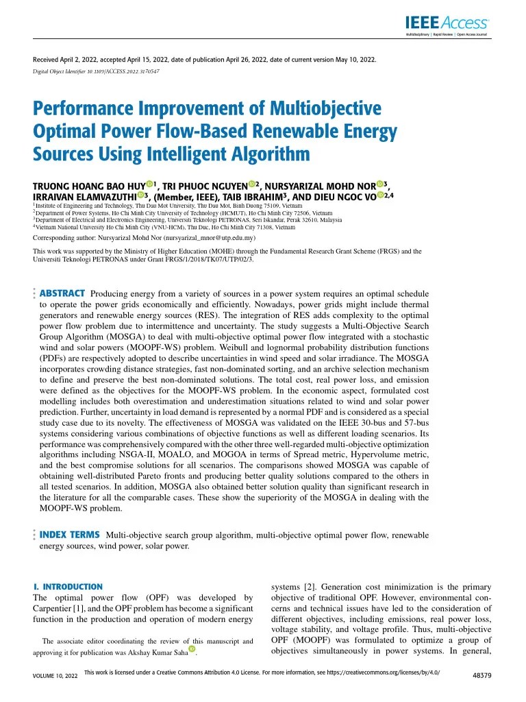 Performance Improvement Of Multiobjective Optimal Power Flow-Based ...