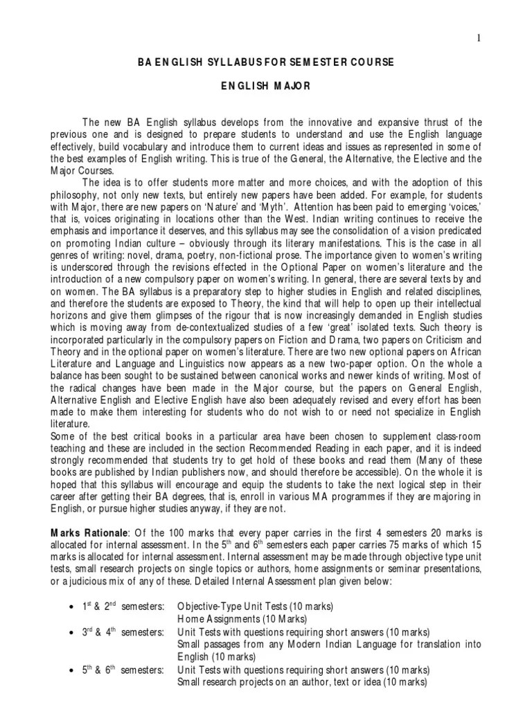 BA English Syllabus | PDF