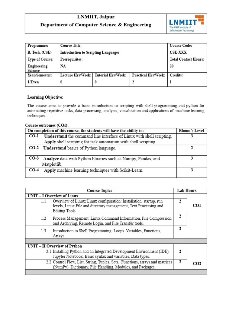 Introduction To Scripting Languages CIF | Download Free PDF | Machine ...