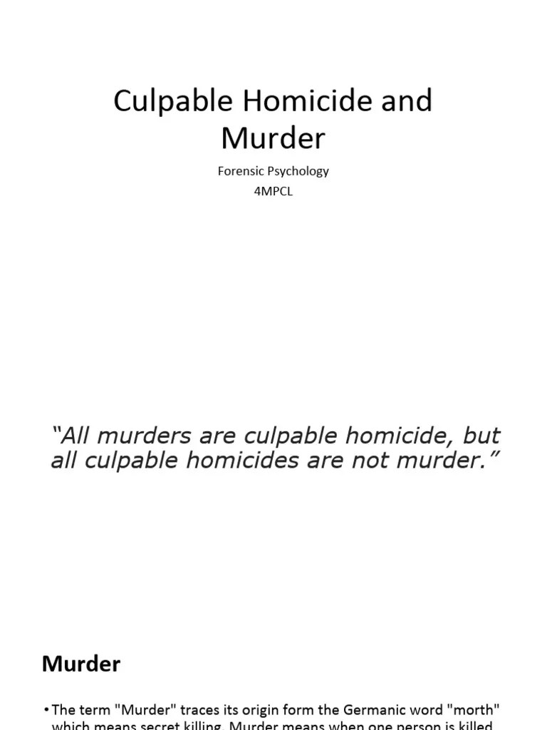 Culpable Homicide And Murder | PDF | Murder | Criminal Law