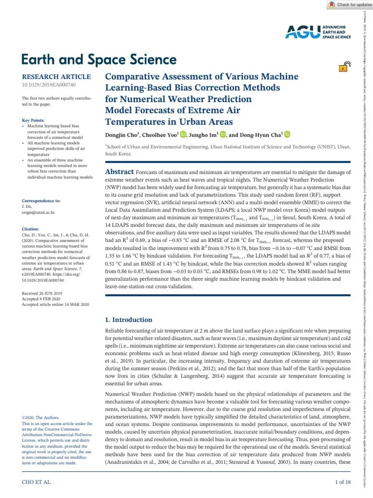Earth And Space Science - 2020 - Cho - Comparative Assessment Of ...