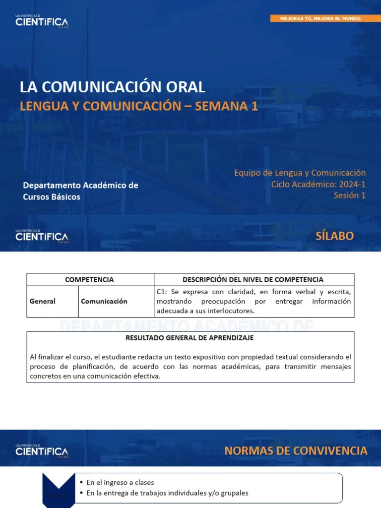 Lengua Y Comunicacion - Sem-01 - 2024-1 | PDF | Comunicación | Evaluación