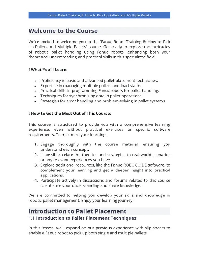 0 - Intro - Fanuc Robot Training 8 How To Pick Up Pallets And Multiple ...