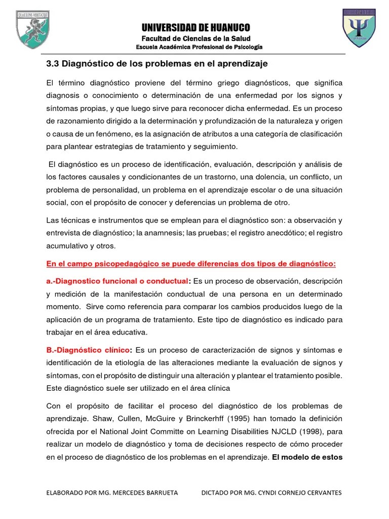 Diagnóstico De Las Dificultades Específicas De Aprendizaje. | PDF ...