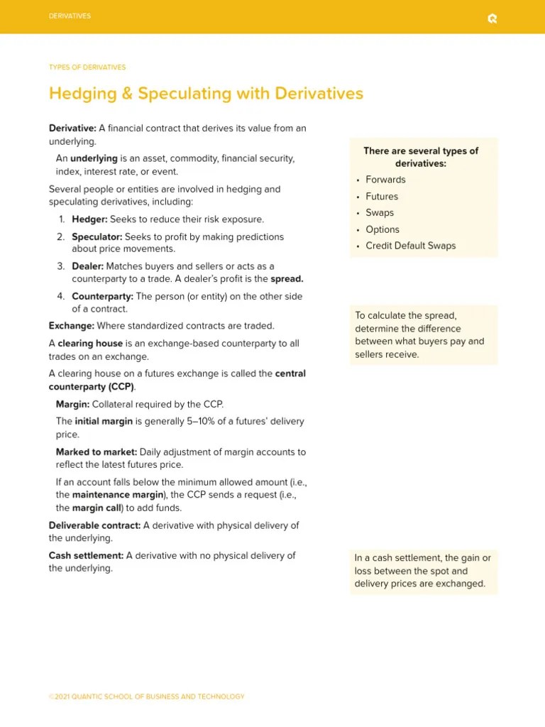 Derivatives-Summary | PDF | Derivative (Finance) | Futures Contract