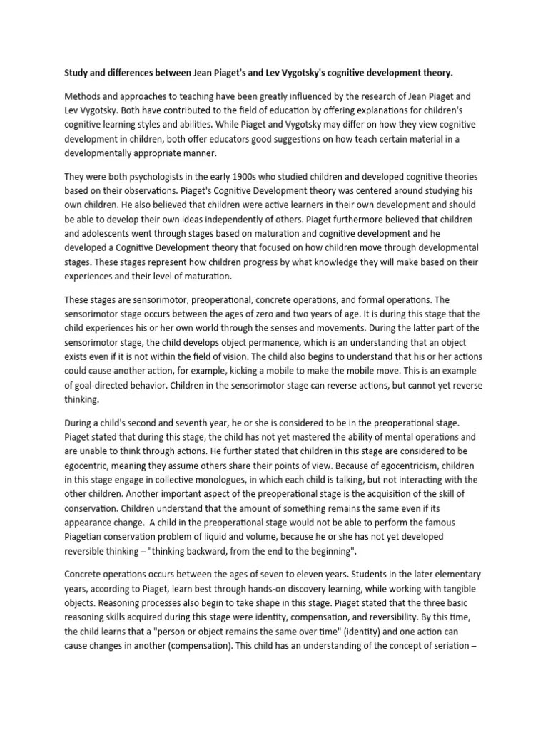 Developmental Psychology Assignment | PDF | Cognitive Development ...