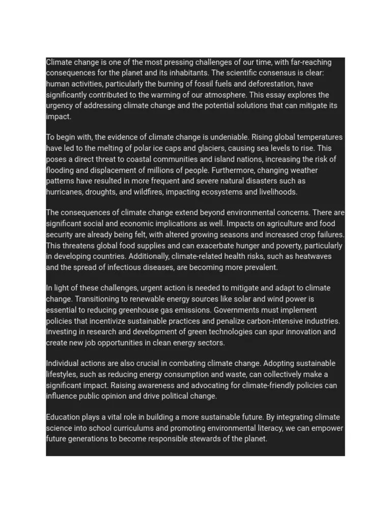 The Urgency Of Addressing Climate Change | PDF | Climate Change ...