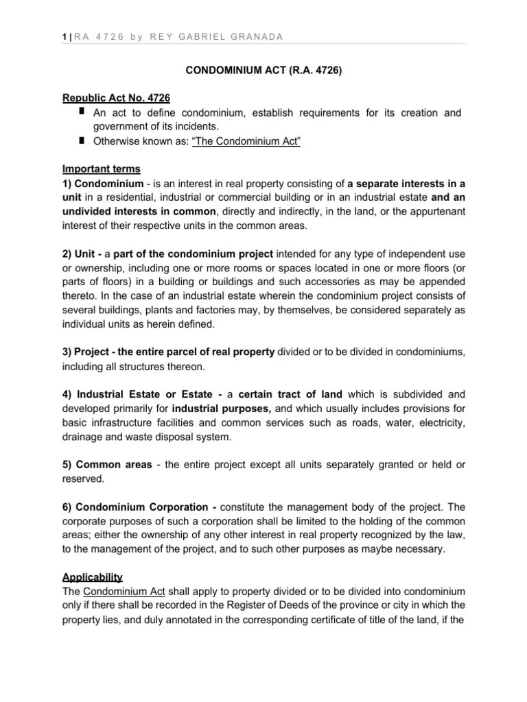 RG Granada - RA 4726 | PDF | Condominium | Mortgage Law