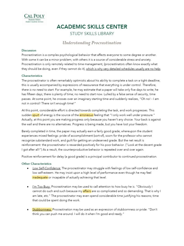 Procrastination | PDF | Professional Skills | Procrastination