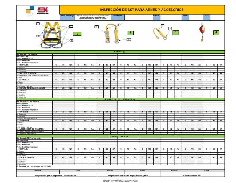 Inspección ARNES Y ACCESORIOS | PDF | Organización Internacional Para ...