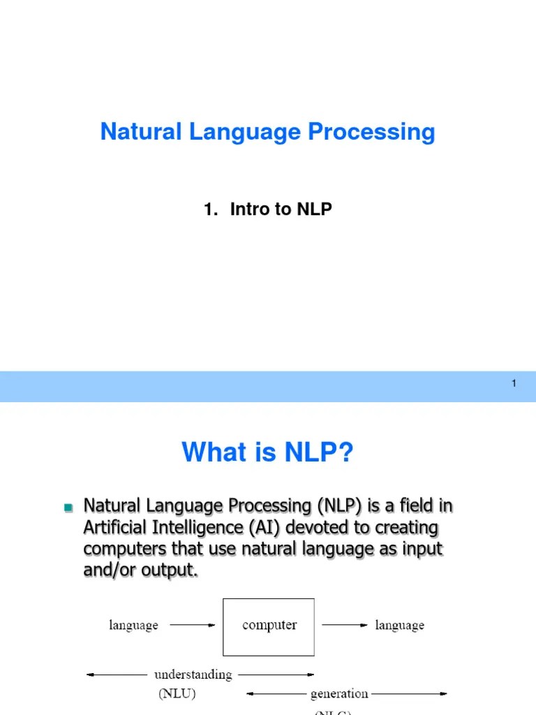 Intro. To NLP | PDF | Artificial Intelligence | Intelligence (AI ...