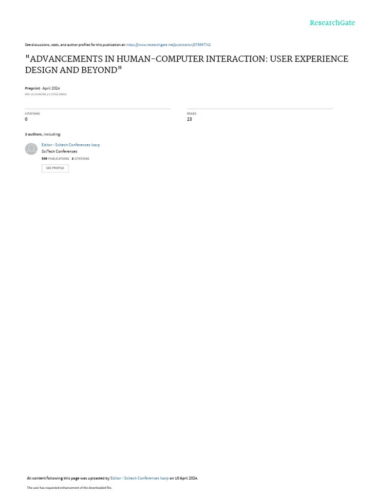 Advancements In Human-Computer Interaction: User Experience Design And Beyond | PDF | Human ...