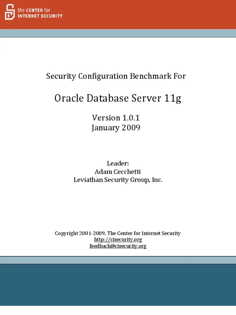CIS Oracle 11g Benchmark V1.0.1 | PDF | Oracle Database | Windows Registry
