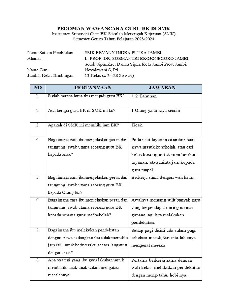 PEDOMAN WAWANCARA GURU BK DI SMA-digabungkan | PDF
