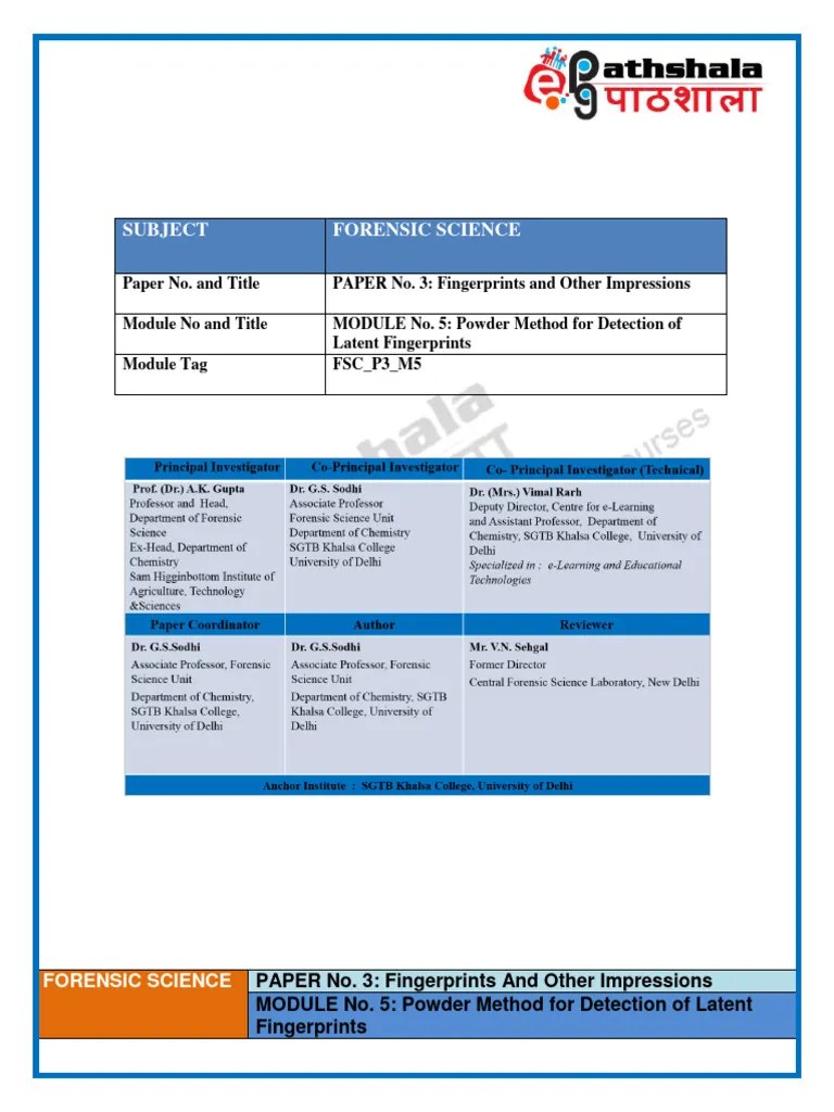 Unit II Fingerprint Lab Manual And Reading Material | PDF | Fingerprint ...