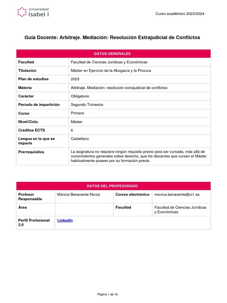 GD Master Master Abogacia Arbitraje Mediacion Resolucion Extrajudicial De Conflictos | PDF ...