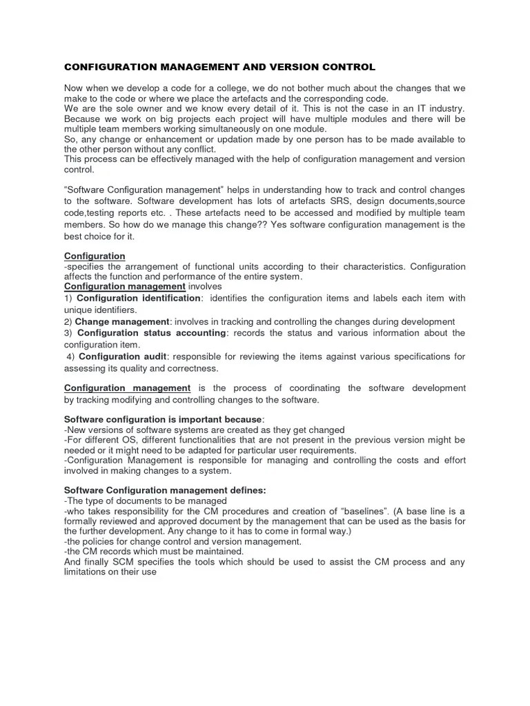Configuration Management And Version Control | PDF | Version Control ...
