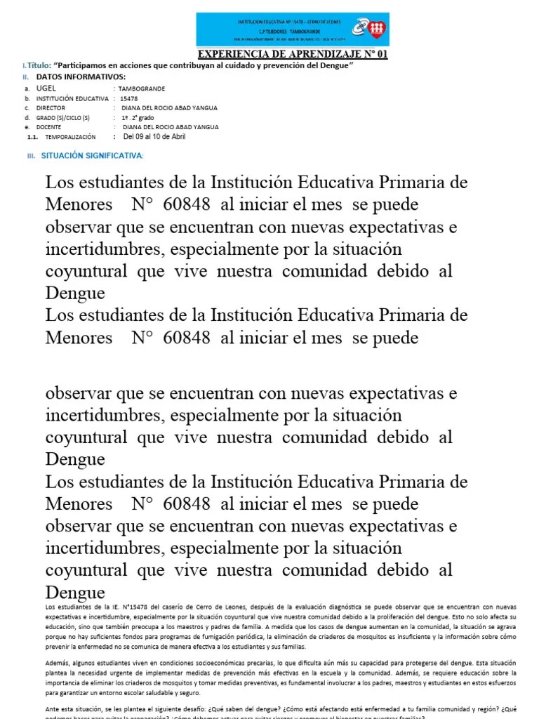 2024 EXPERIENCIA DE APRENDIZAJE N°01 Ok | Descargar Gratis PDF | Probabilidad | Estadísticas