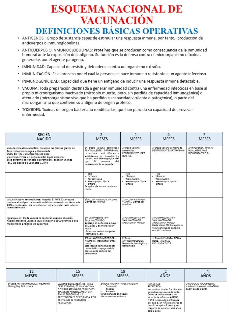 Esquema Nacional De Vacunación | Descargar Gratis PDF | Vacunas | Sistema Inmune