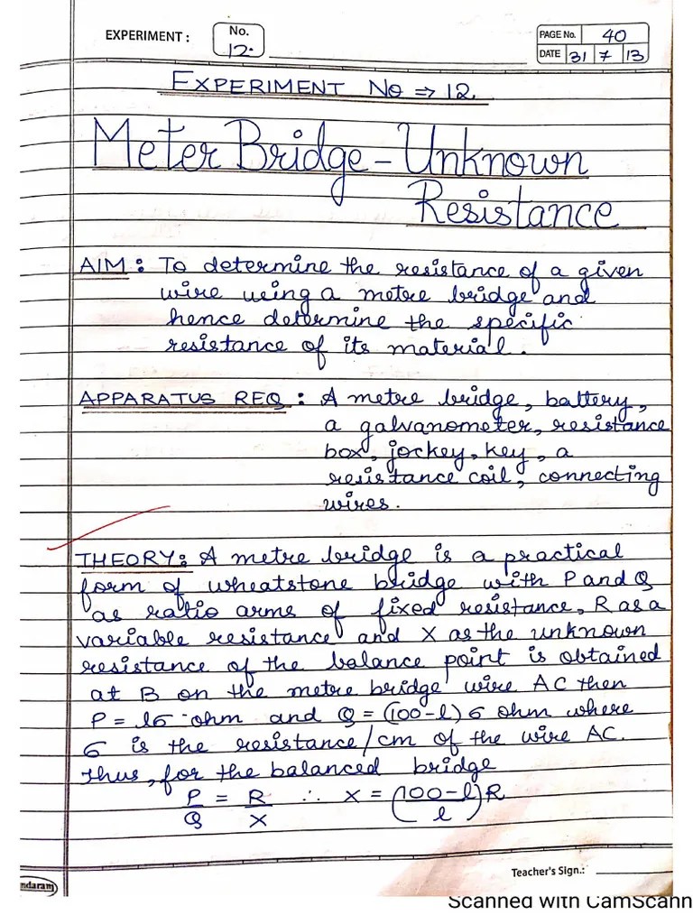 Meter Bridge - Unknown Resistance | PDF
