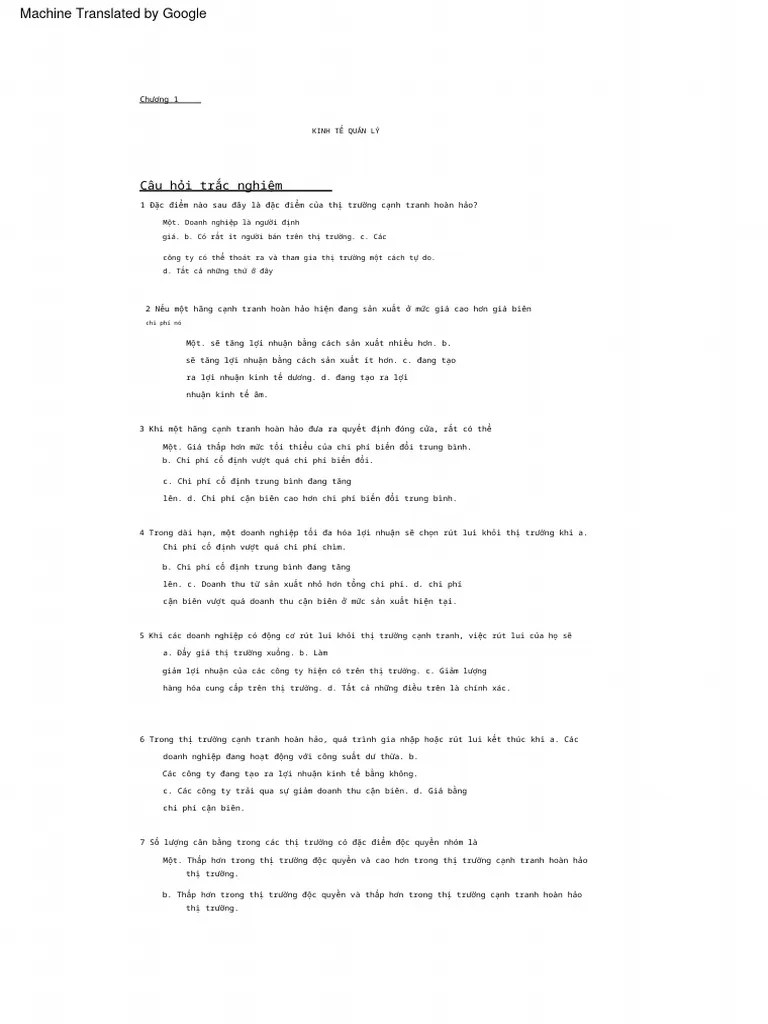 Chapter 1 Managerial Economics Multiple | PDF