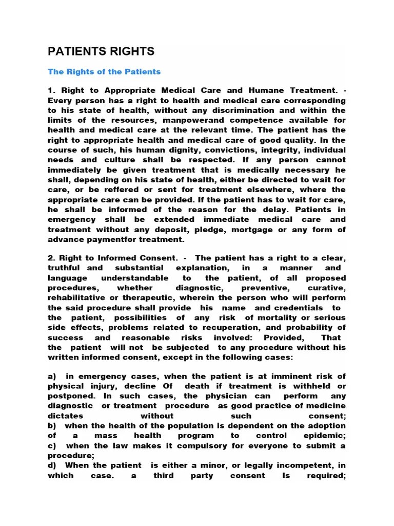 Patients Rights | PDF | Informed Consent | Health Care