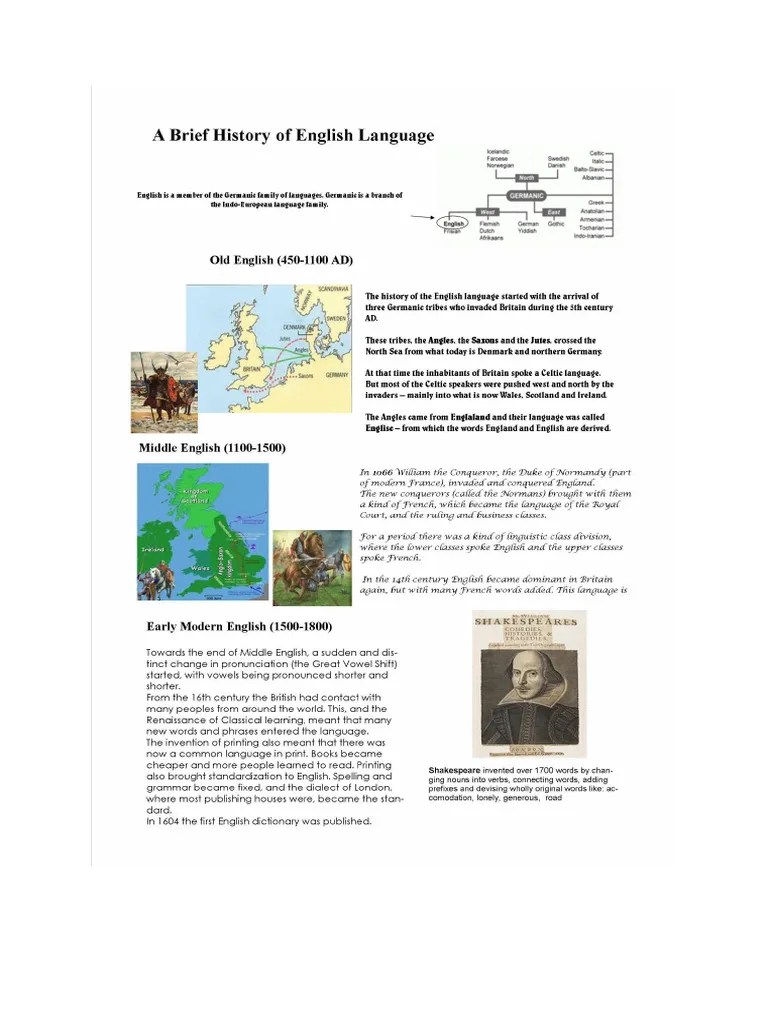A Brief History Of English Language | PDF