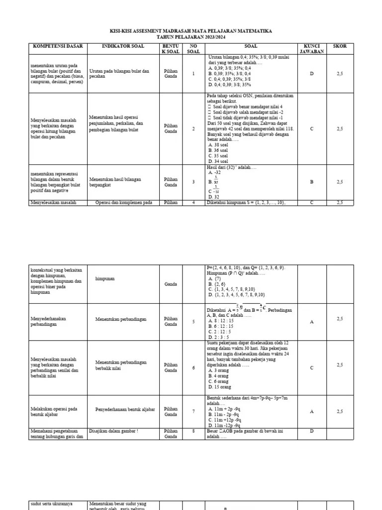 SOAL Asesmen Matematika 2024 | PDF