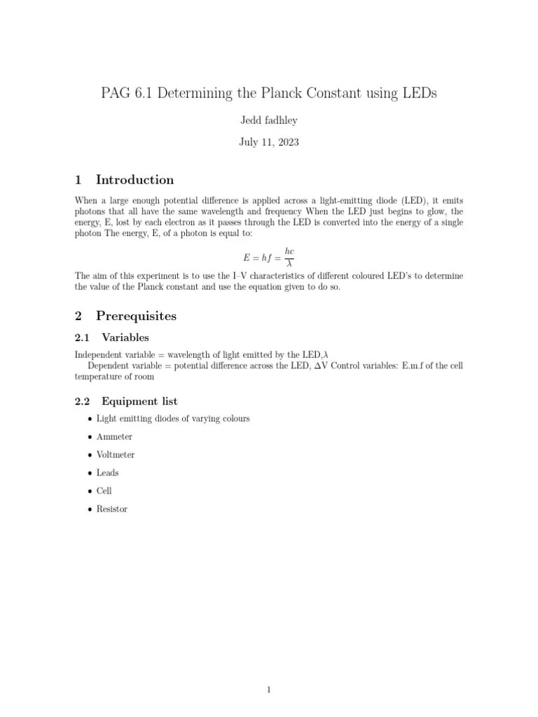 PAG_6_1__Determining_the_Planck_Constant_using_LEDs | PDF | Light ...