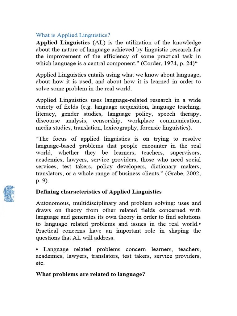 Applied Linguistics | PDF | Linguistics | Vocabulary