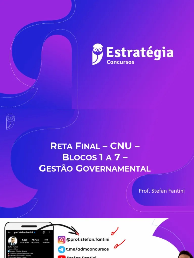 Reta Final CNU Gestão Governamental Prof Stefan Fantini Aula 03 | PDF ...