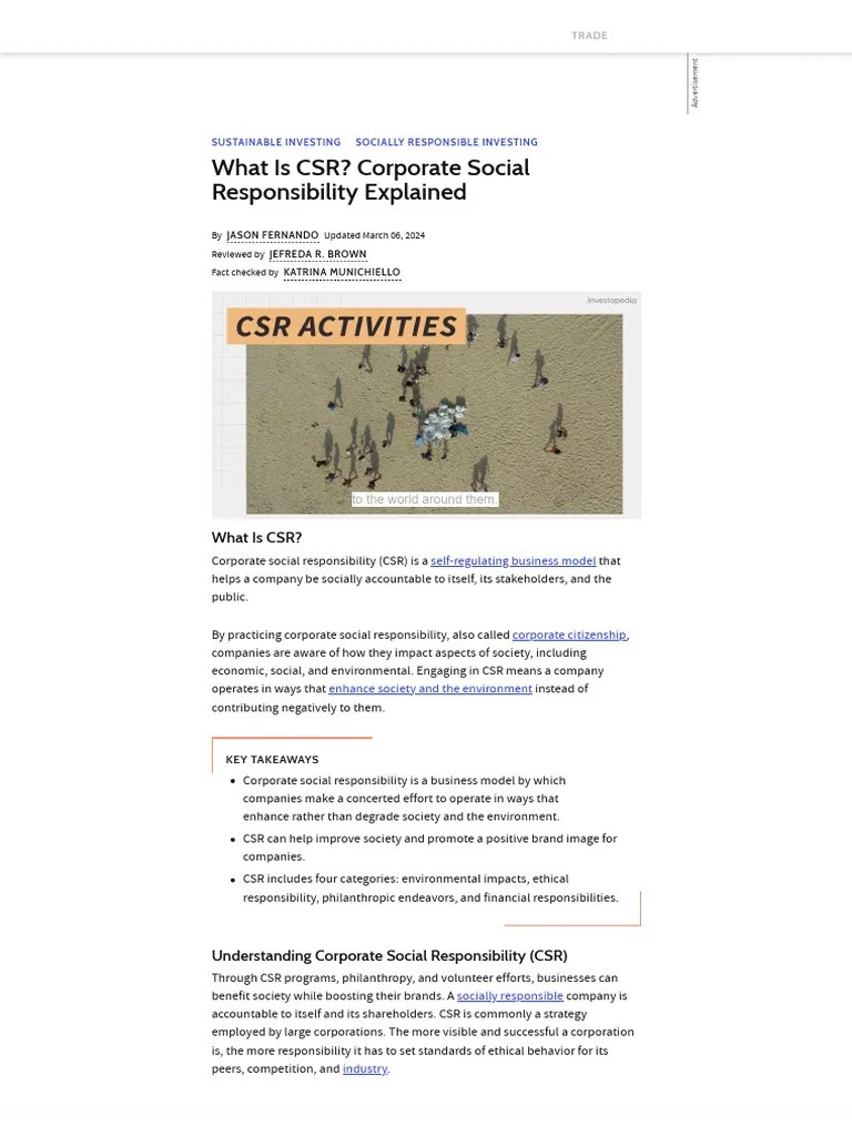 What Is CSR - Corporate Social Responsibility Explained | PDF | Corporate Social Responsibility ...