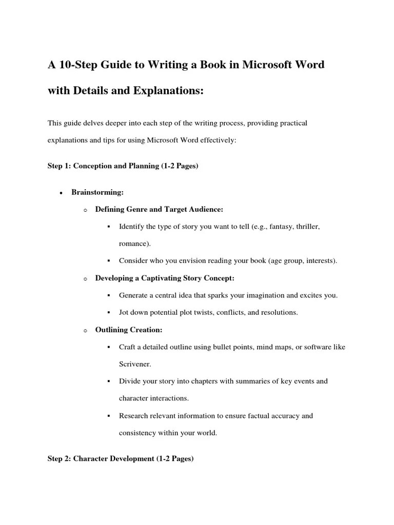 A 10-Step Guide To Writing A Book In Microsoft Word | Download Free PDF ...