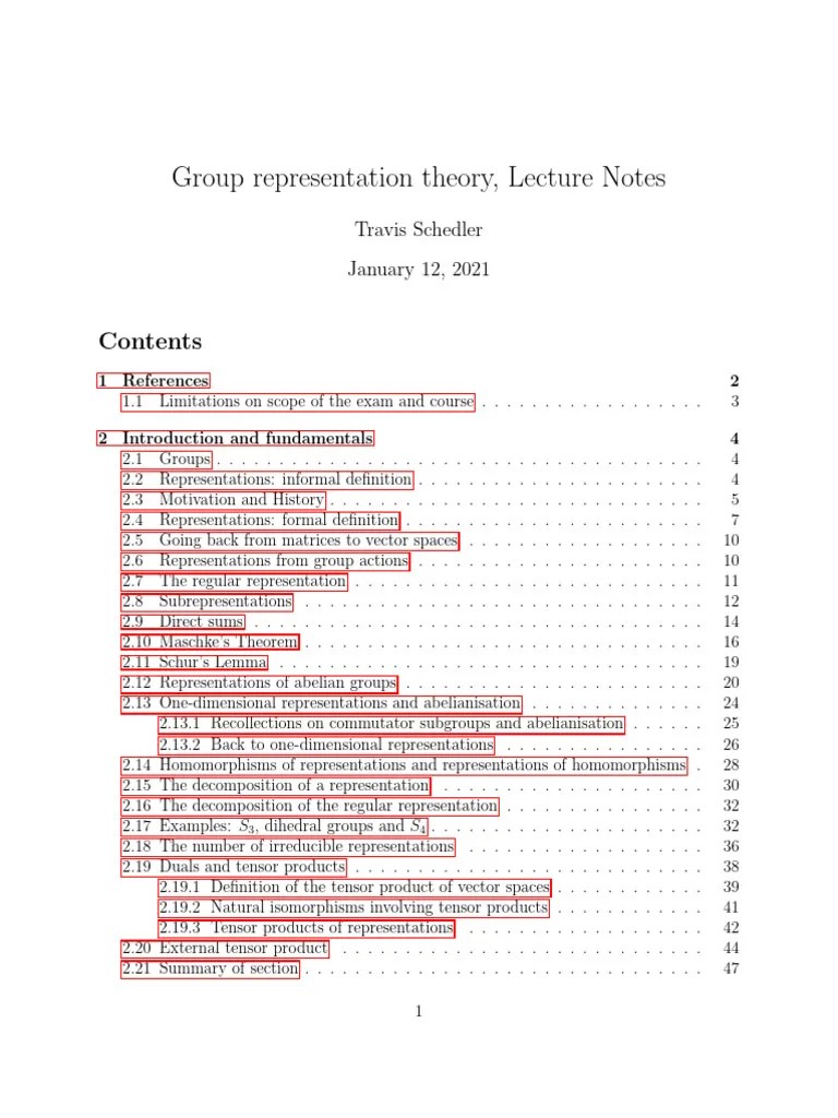 Lecture-notes | PDF | Representation Theory | Group Representation