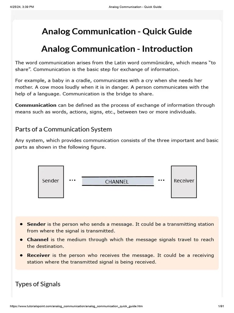 Analog Communication - Quick Guide | PDF | Modulation | Frequency ...