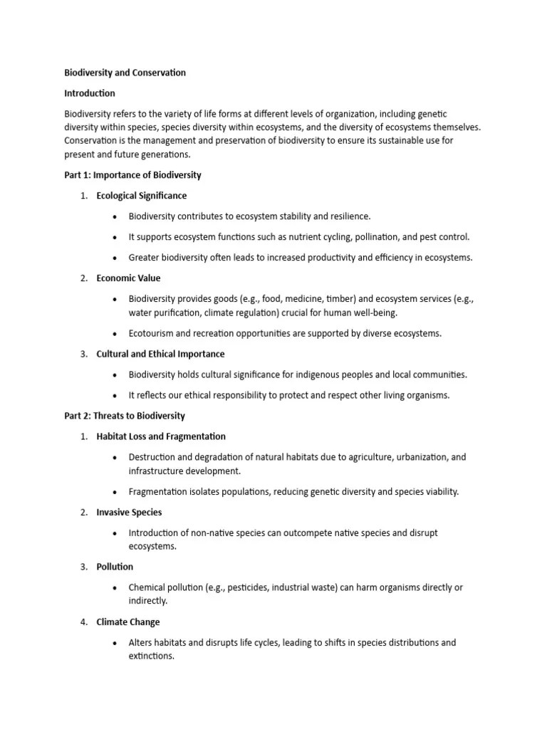 Biodiversity And Conservation | PDF | Biodiversity | Conservation Biology