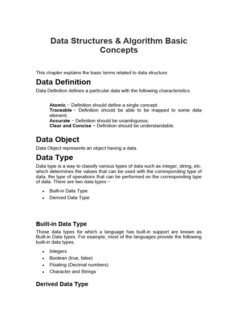 2. Data Structure Algorithm Concepts | PDF | Data Type | Data Structure