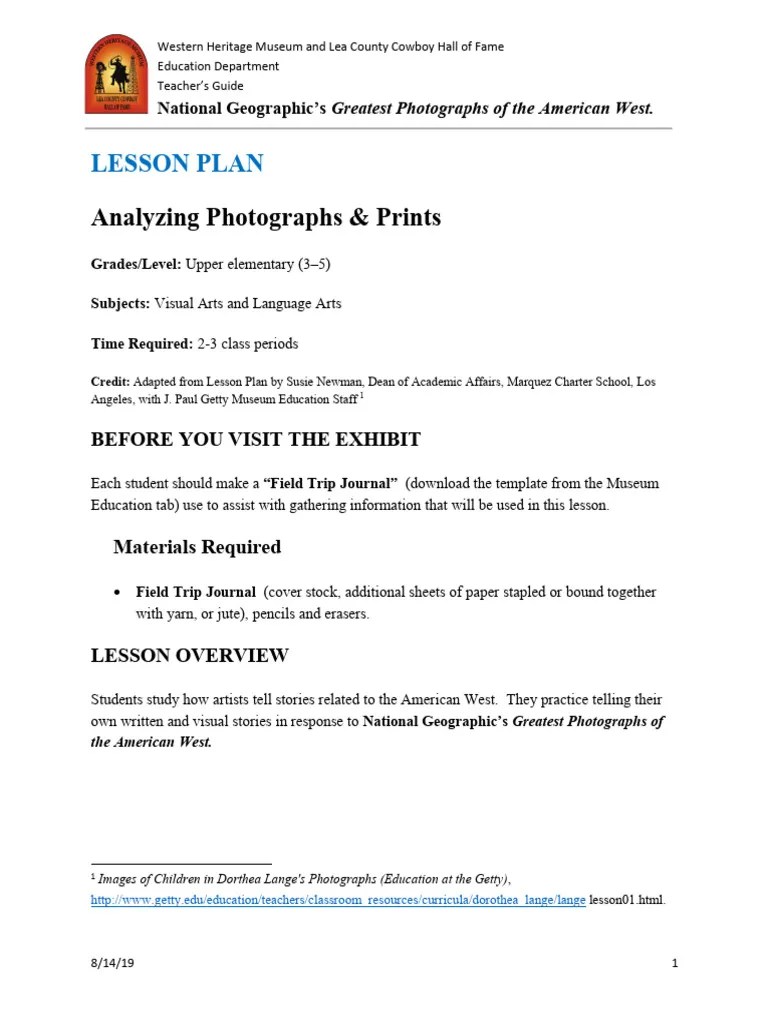Analyzing Photos | PDF | Image | Lesson Plan