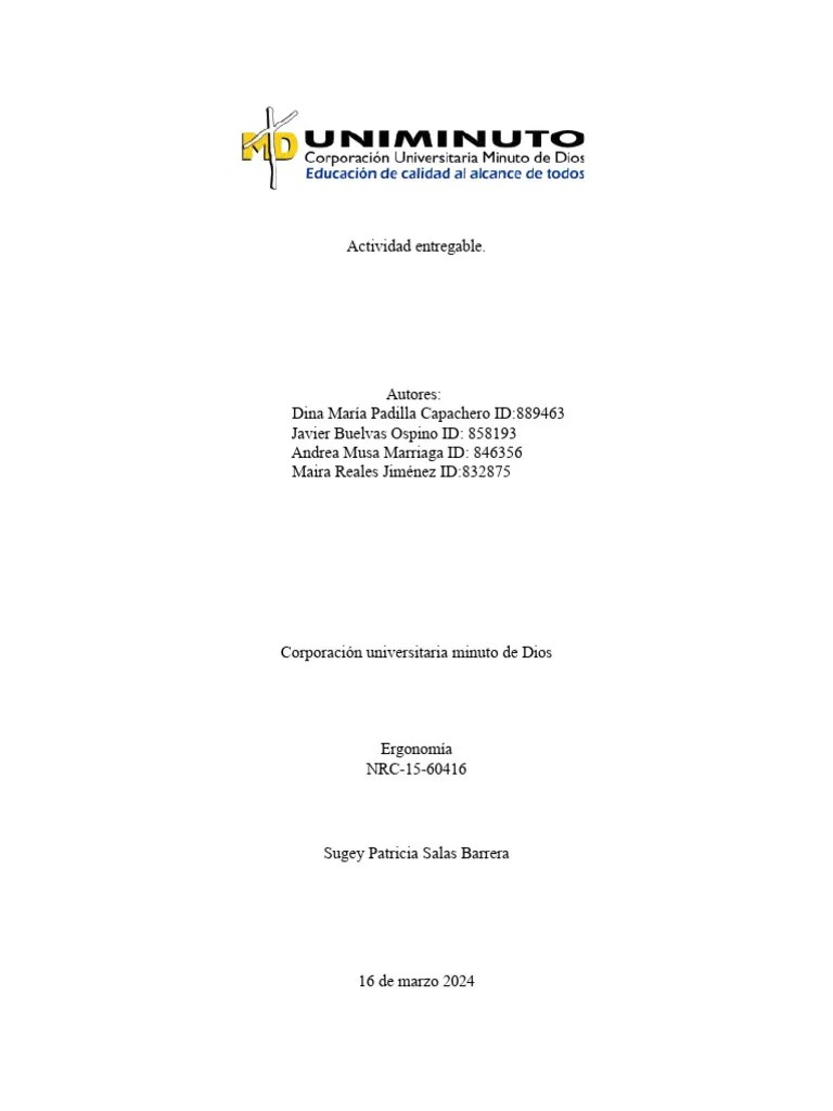 Taller Ergonomia Act 3[1] | PDF | Factores Humanos Y Ergonomía ...