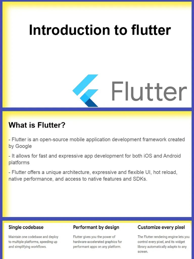 Introduction To Flutter | PDF | Mobile App | Computer Engineering