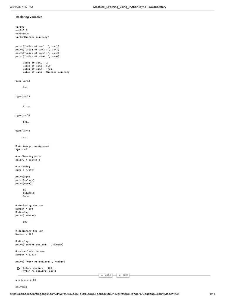 Machine - Learning - Using - Python - Ipynb - Colaboratory | PDF | Boolean Data Type | Data Type