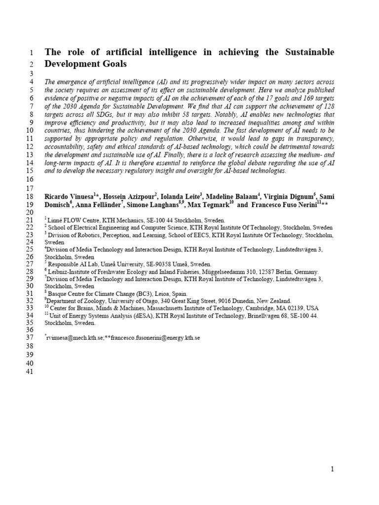 The Role Of Artificial Intelligence In Achieving The Sustainable ...