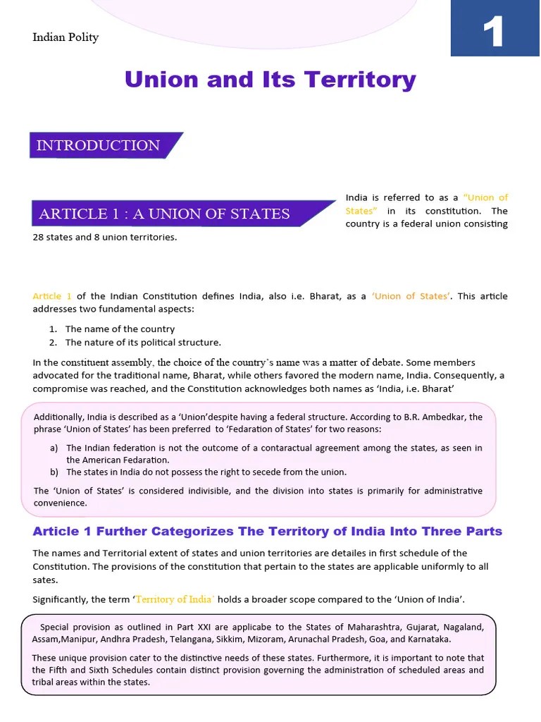 Union And Its Territory | PDF | Territorial Waters | Government