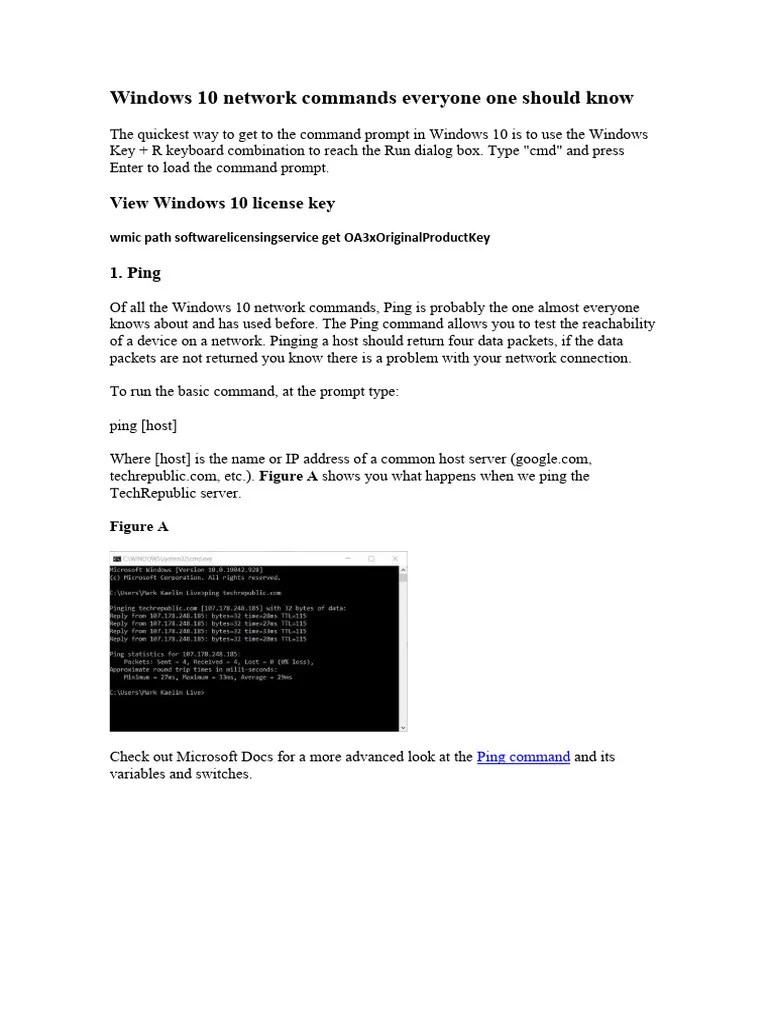 Windows 10 Commands | PDF | Ip Address | Internet Protocols