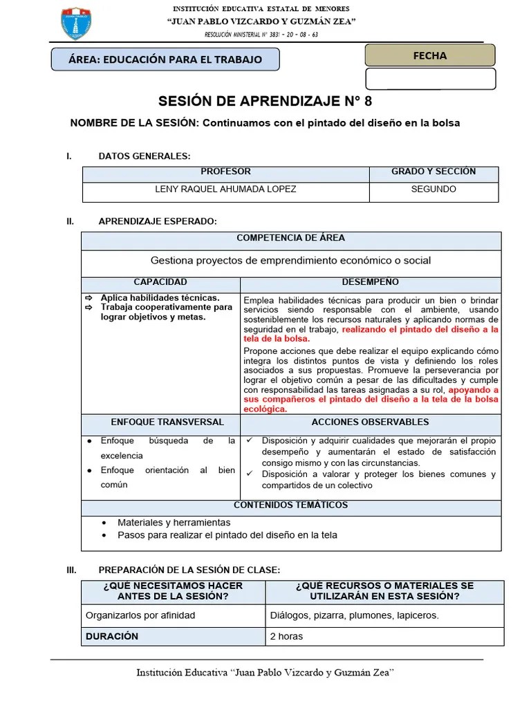 Sesion De Aprendizaje 8 - Segundo 2024 - I Bimestre | PDF | Diseño | Iniciativa Empresarial