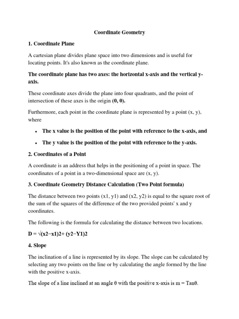 Coordinate Geometry | Download Free PDF | Cartesian Coordinate System | Line (Geometry)