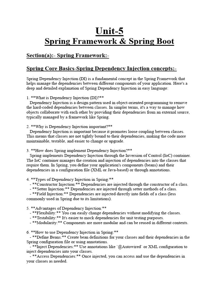 OOPS USING JAVA Unit-5 | PDF | Spring Framework | Class (Computer ...